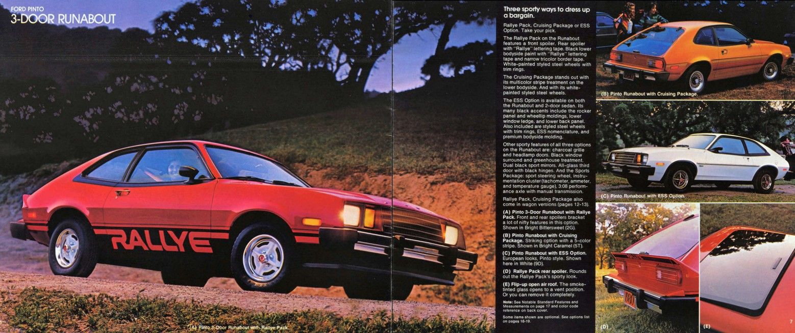 1980 Ford Catalog Photography: Making The Most Mundane Rides Look Sublime 6 Red pinto Rally Hatchback from passenger fronnt three-quarter view