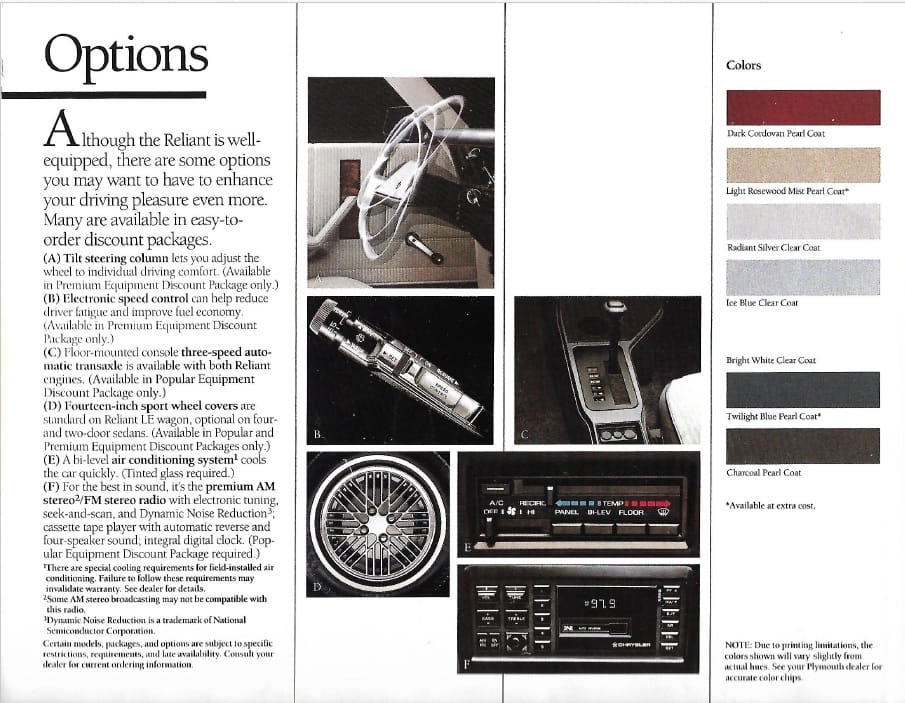 Reliant America Options