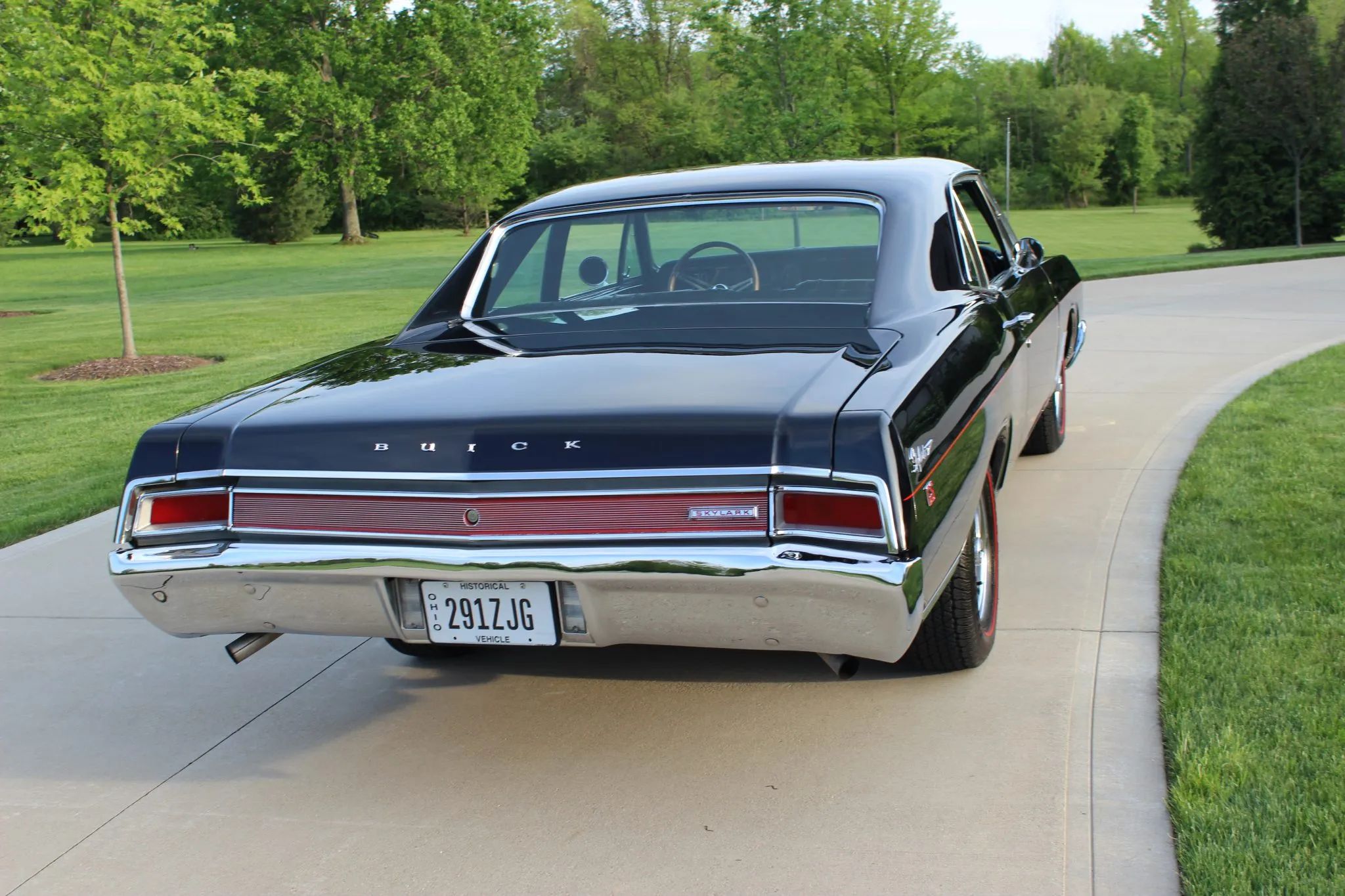 Black 1966 Skylark passenger rear three-quarter view