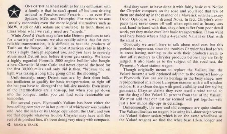 Vintage R&T Review: 1976 Plymouth Volaré Station Wagon - How Detroit Was Lost 2 a volare 2