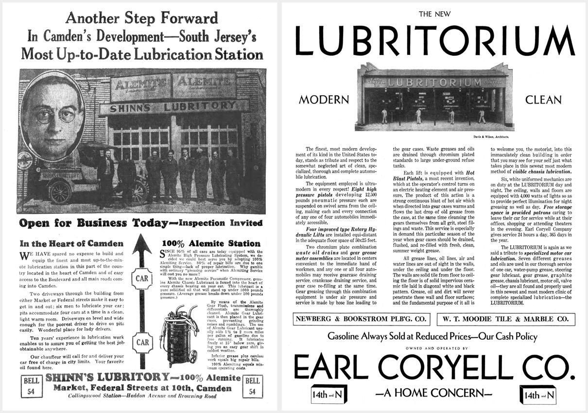 Early Quick Lube And Oil Change Shops: Take Your Car To the “Lubritorium” -- The Grimy History Of Two Obsolete Terms 7 1929 est Lubritorium ads