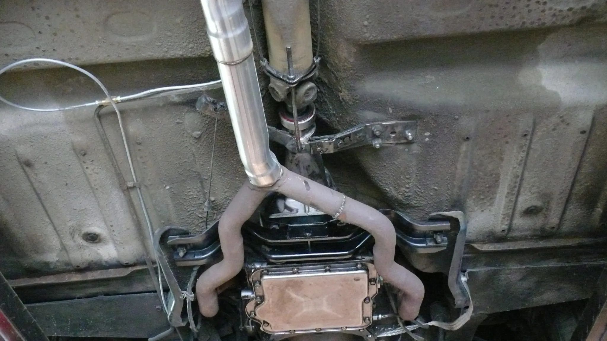 Exhaust pipes under a car