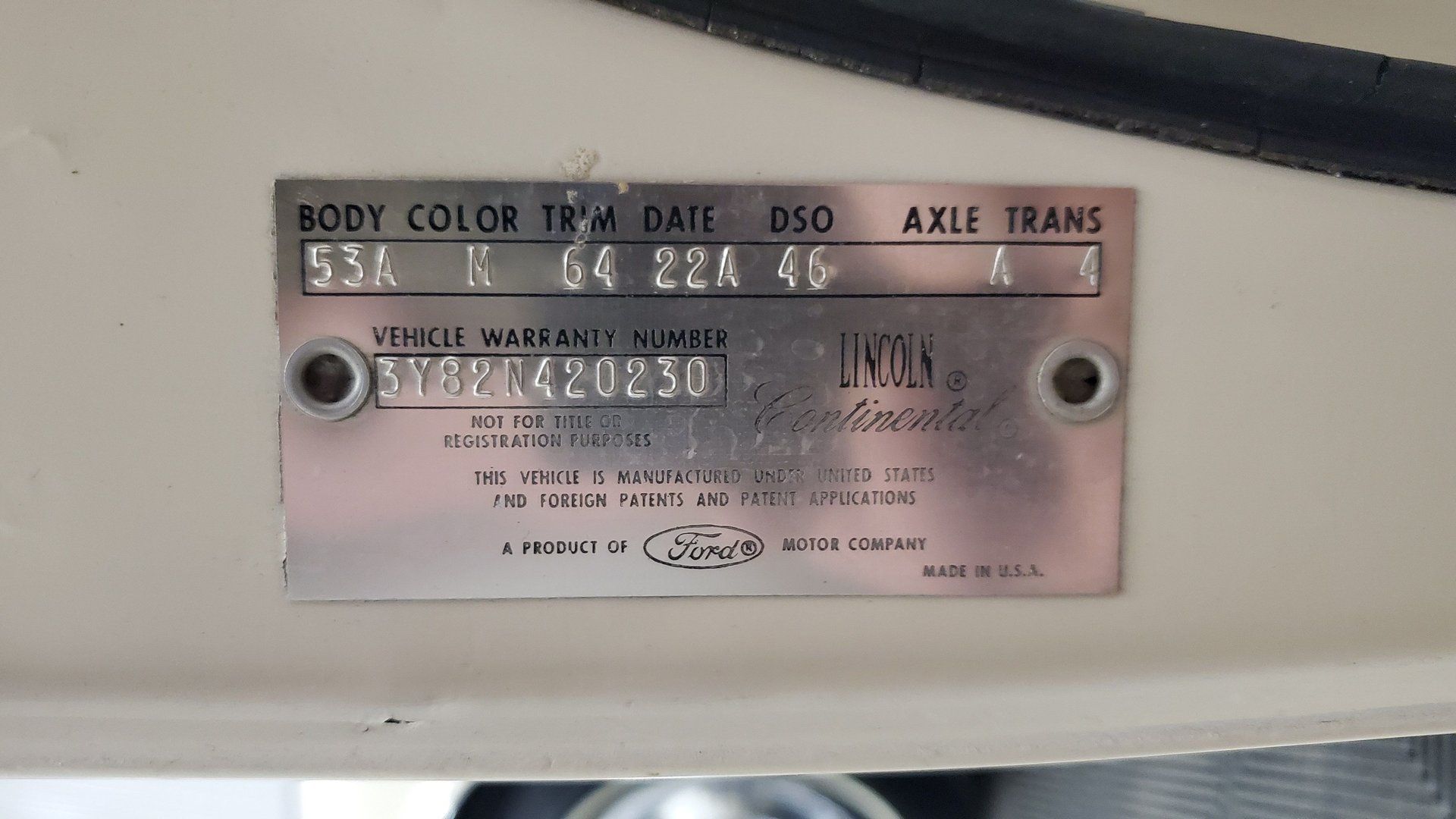 Deciphering The Build Sheets Of A 1960s Ford Thunderbird And Lincoln Continental 6 Picture of 1963 Lincoln Continental door tag