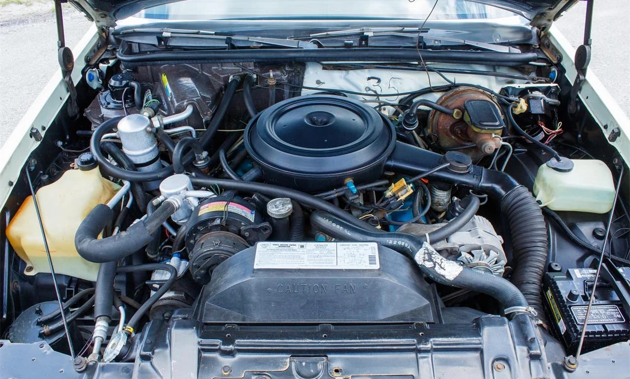 1981 Oldsmobile Cutlass Supreme Coupe: Still America's Favorite Intermediate, But No Longer Supreme 7 V-8 engine under the hood of a 1981 Oldsmobile
