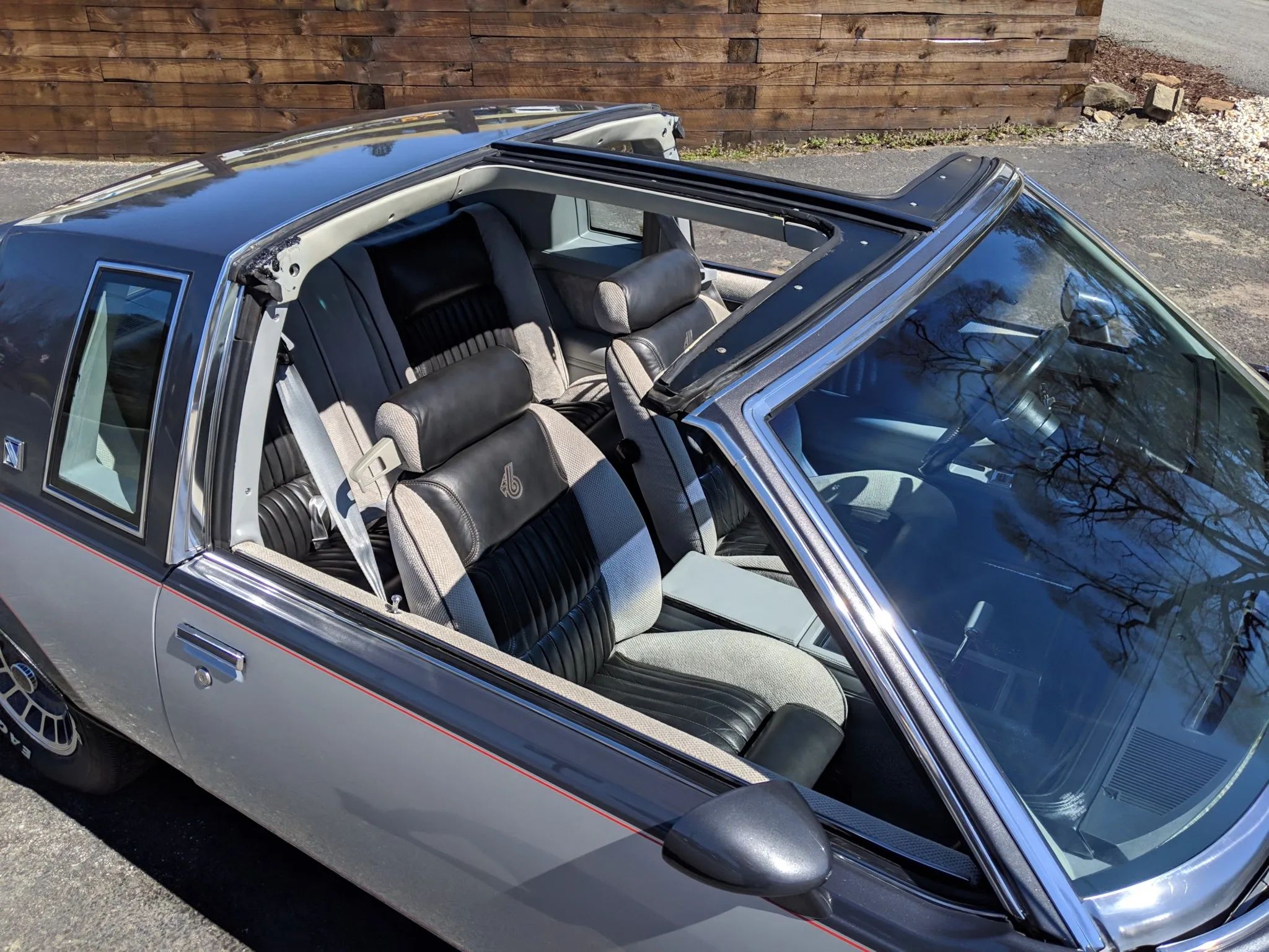 Roof of a 1982 Buick Regal coupe with the T-tops removed