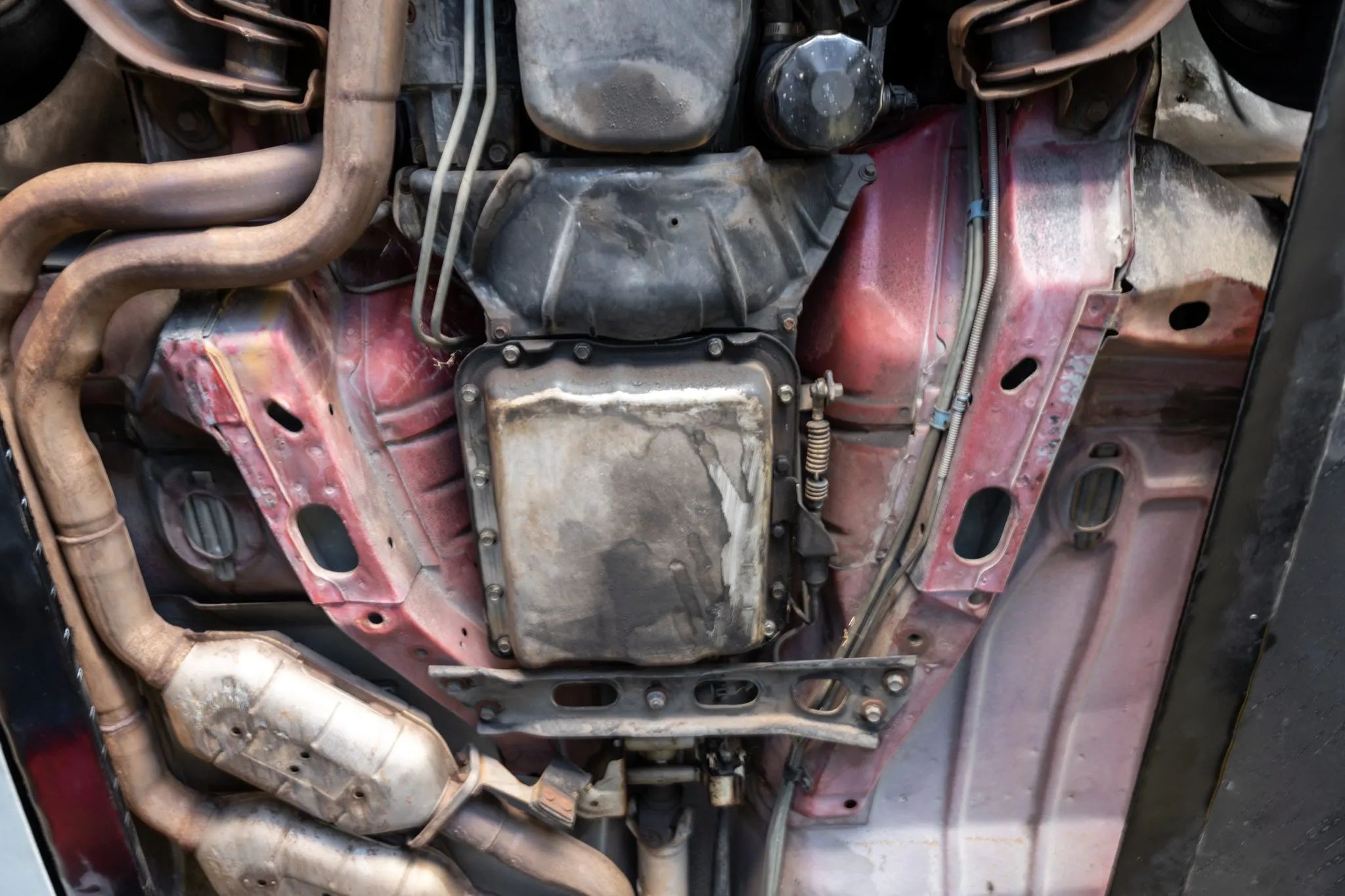 Dual converter exhaust with a 5.7-liter V-8 under a 1991 Firebird