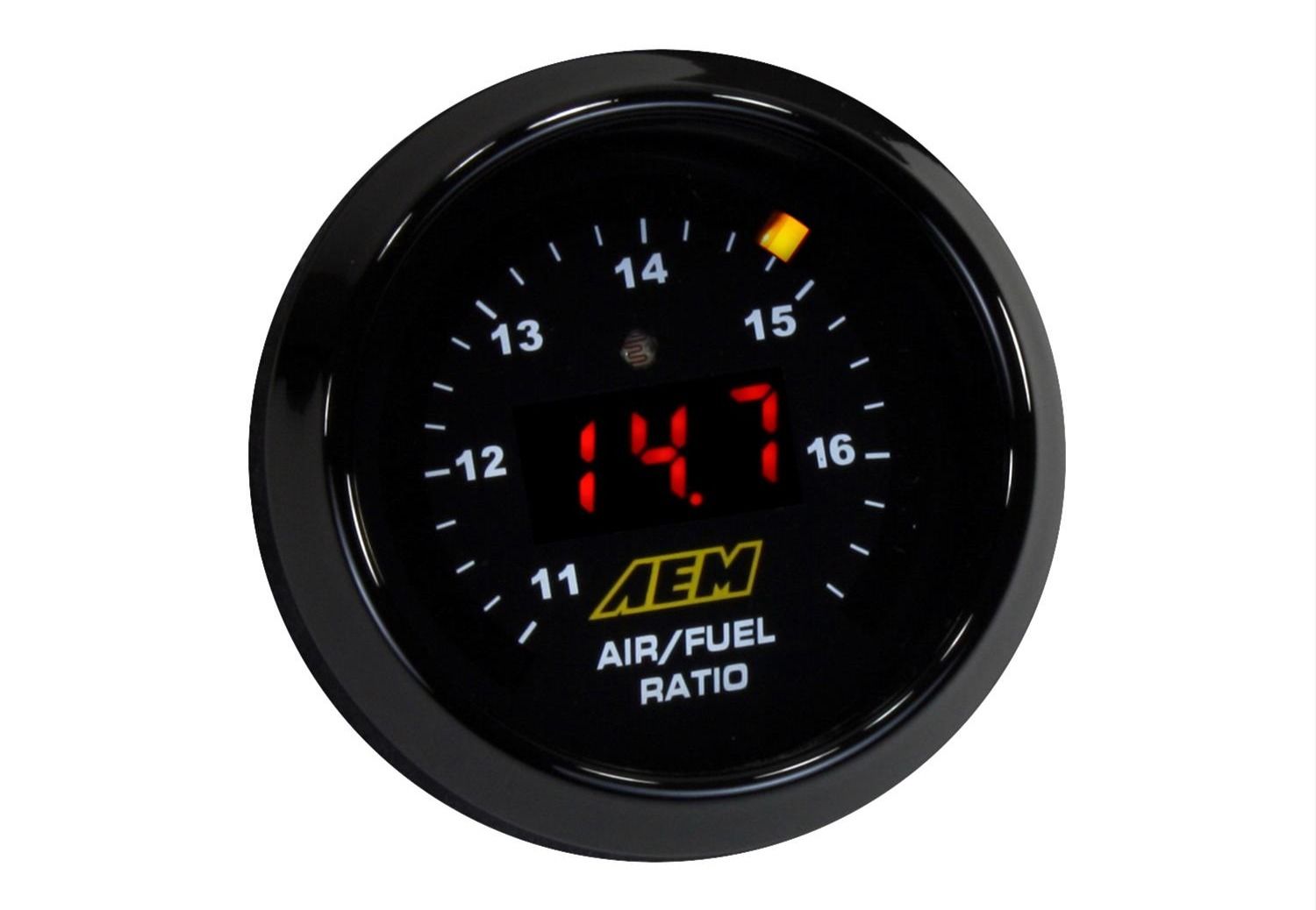 Image of a digital AEM wideband air-fuel ratio gauge