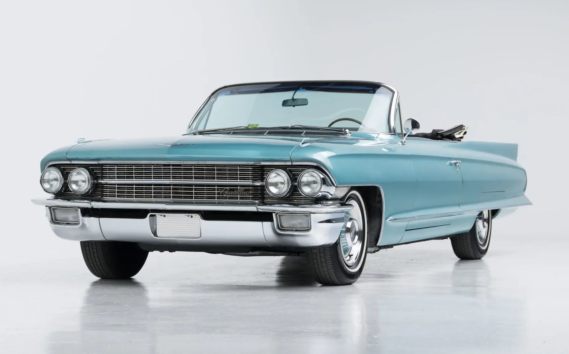 Left front 3q view of a 1962 Cadillac convertible with the top down