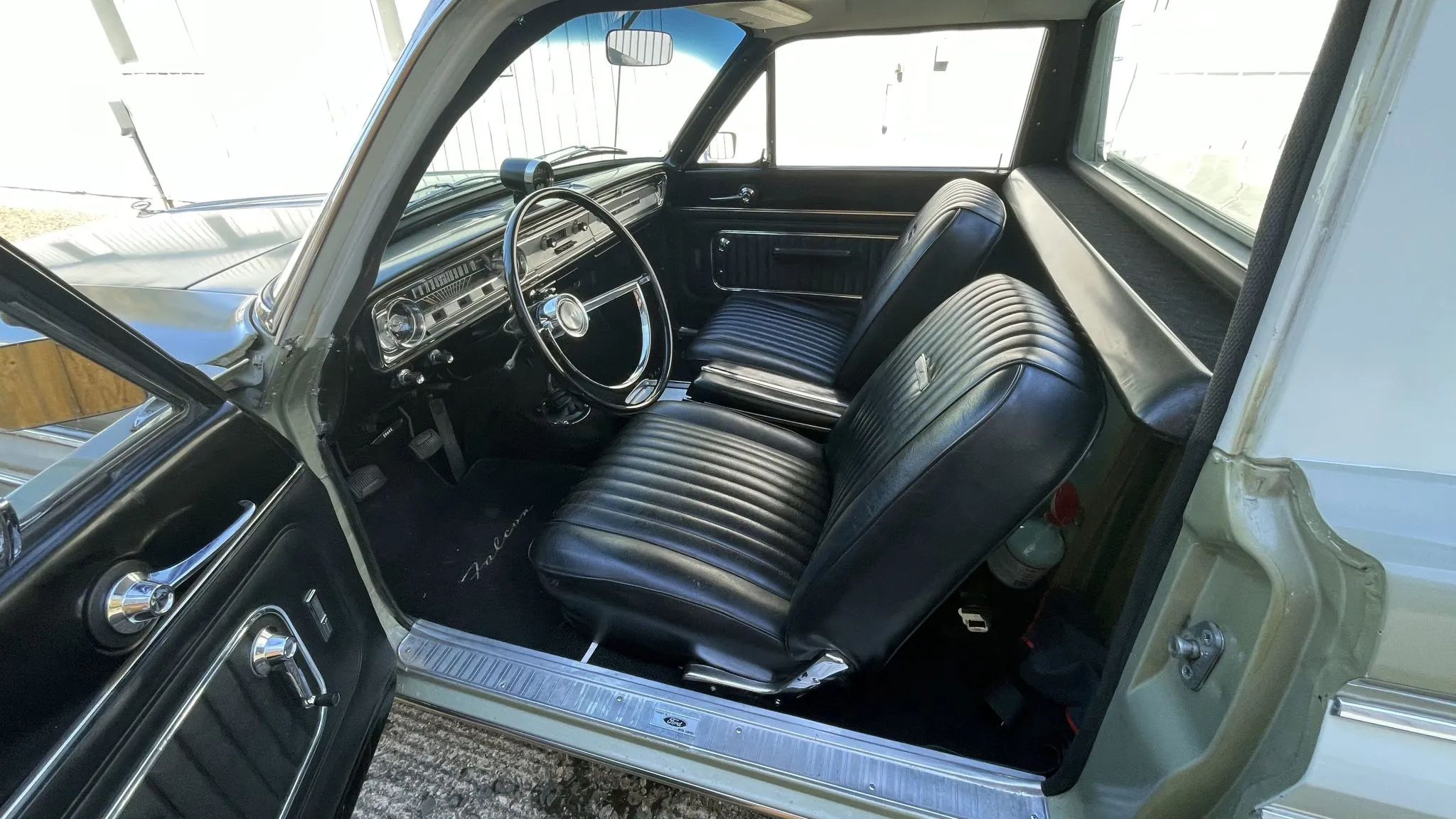 1965 Ford Falcon Ranchero Deluxe For Sale: Rare 289 Four-Barrel/Four-Speed Combination 4 Back interior of 1965 Ford Falcon Ranchero with four-speed transmission