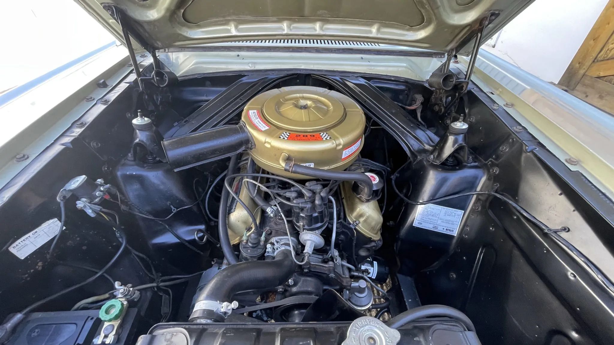 1965 Ford Falcon Ranchero Deluxe For Sale: Rare 289 Four-Barrel/Four-Speed Combination 3 Engine compartment image showing 289-cubic-inch Ford v8 engine