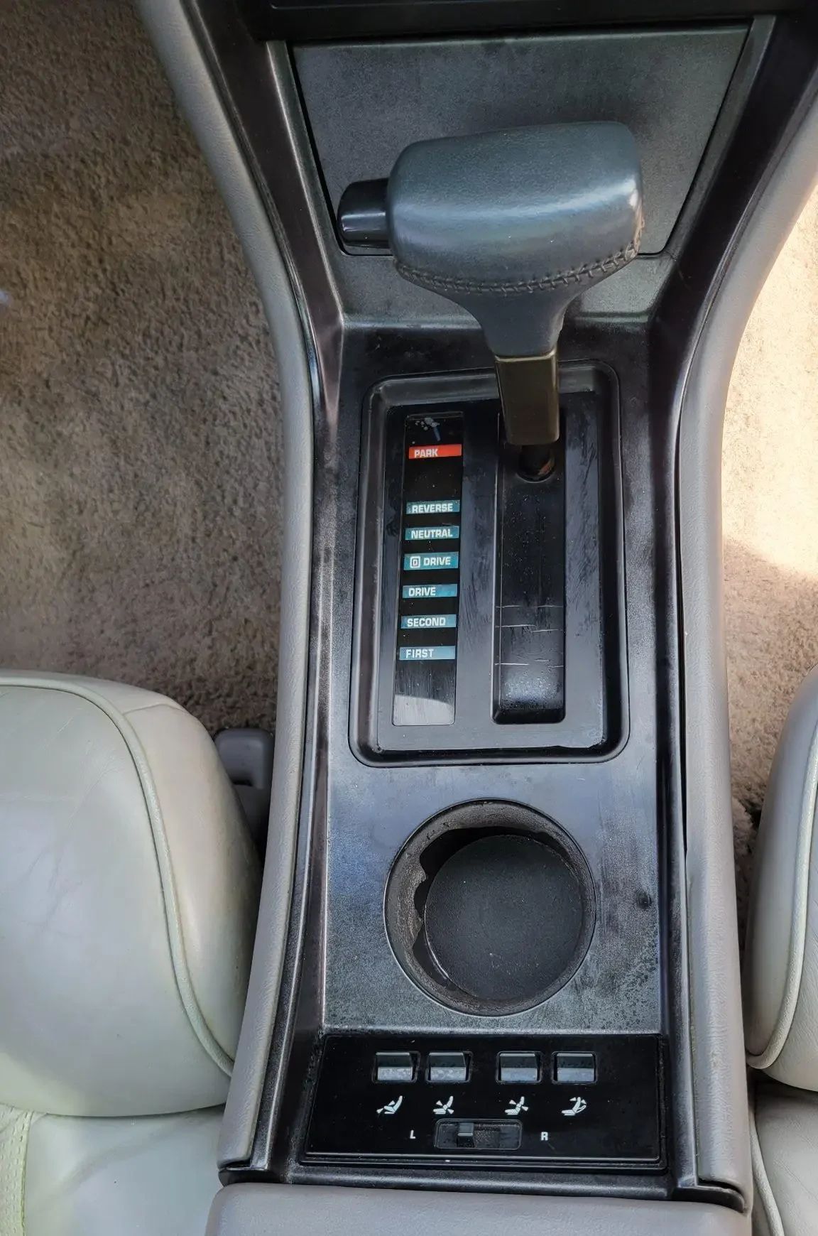 Automatic shifter and center console of a 1992 Toronado