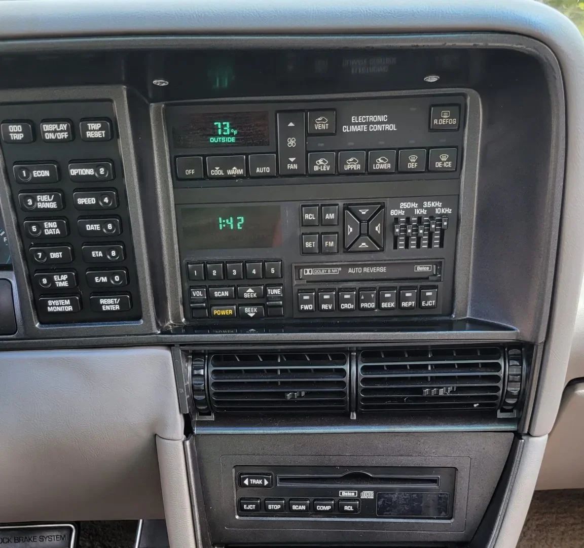 Center dashboard with buttons in a 1992 Toronado