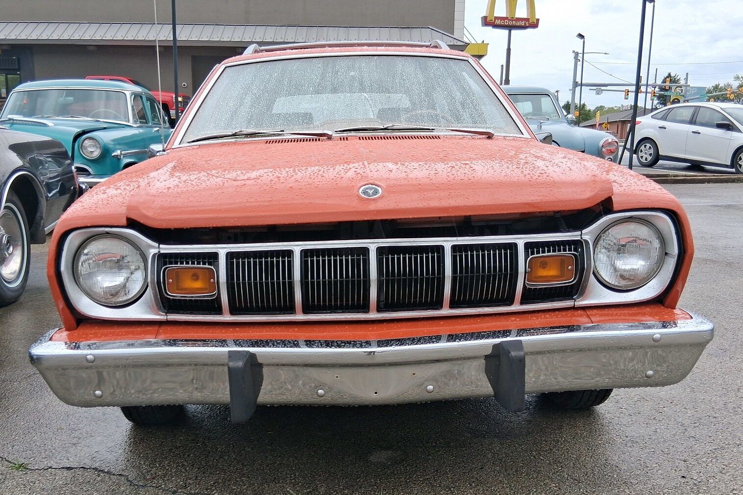 Front image of orange AMC Hornet Sportabout