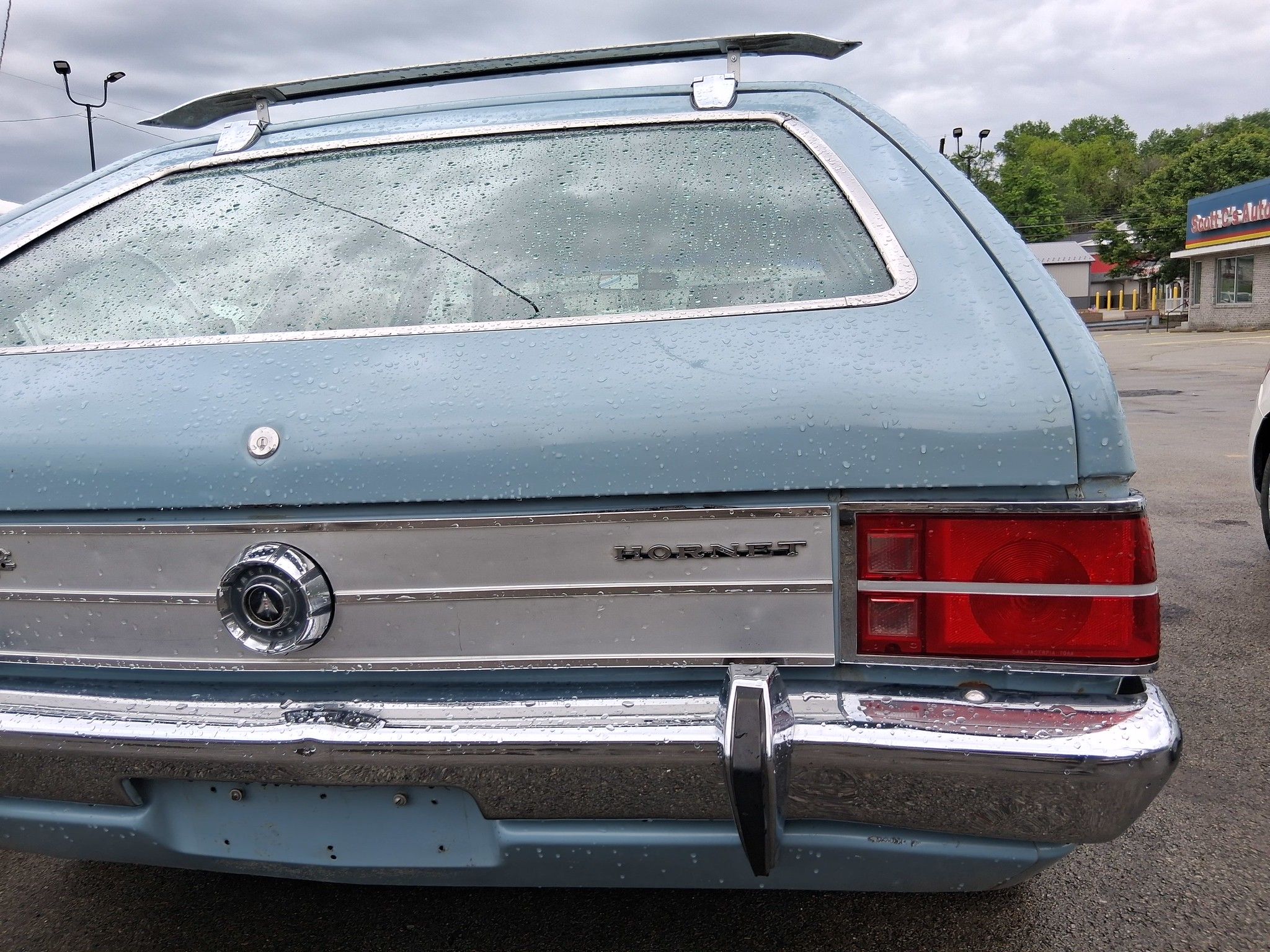Rear detail view of blue 1971 AMC Hornet Sportabout