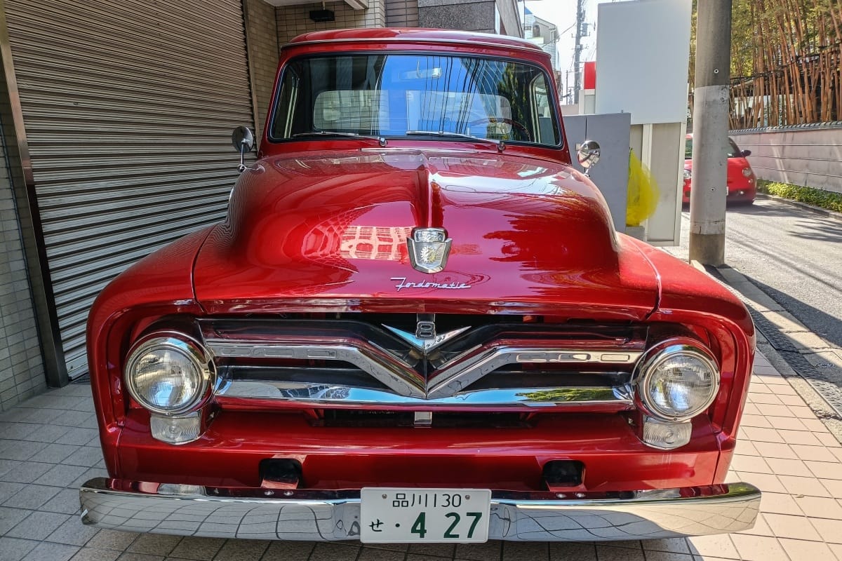 Curbside Find: 1955 Ford F-100 Pickup – Shiny Red Toy Truck 9 IMG20260215102703 edited