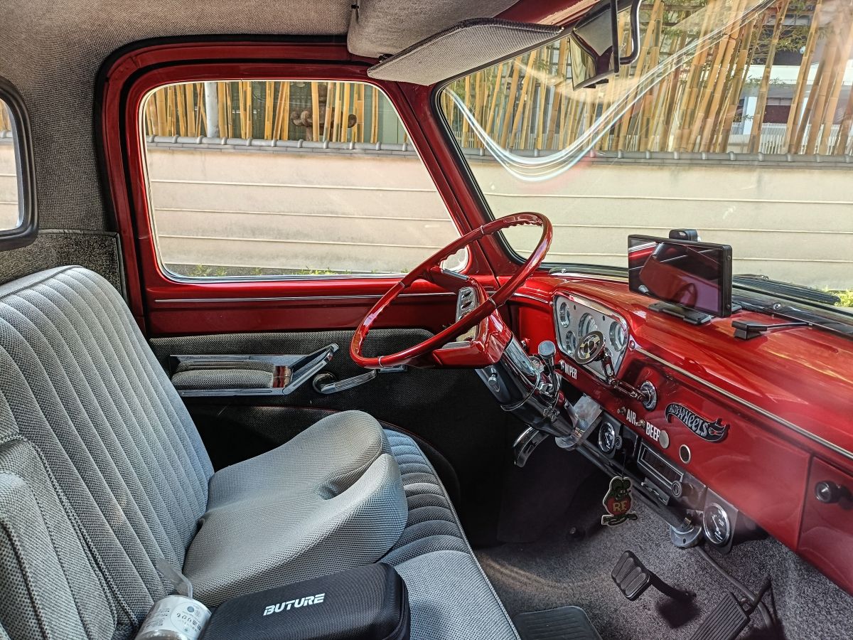 Curbside Find: 1955 Ford F-100 Pickup – Shiny Red Toy Truck 7 IMG20260215102719 edited