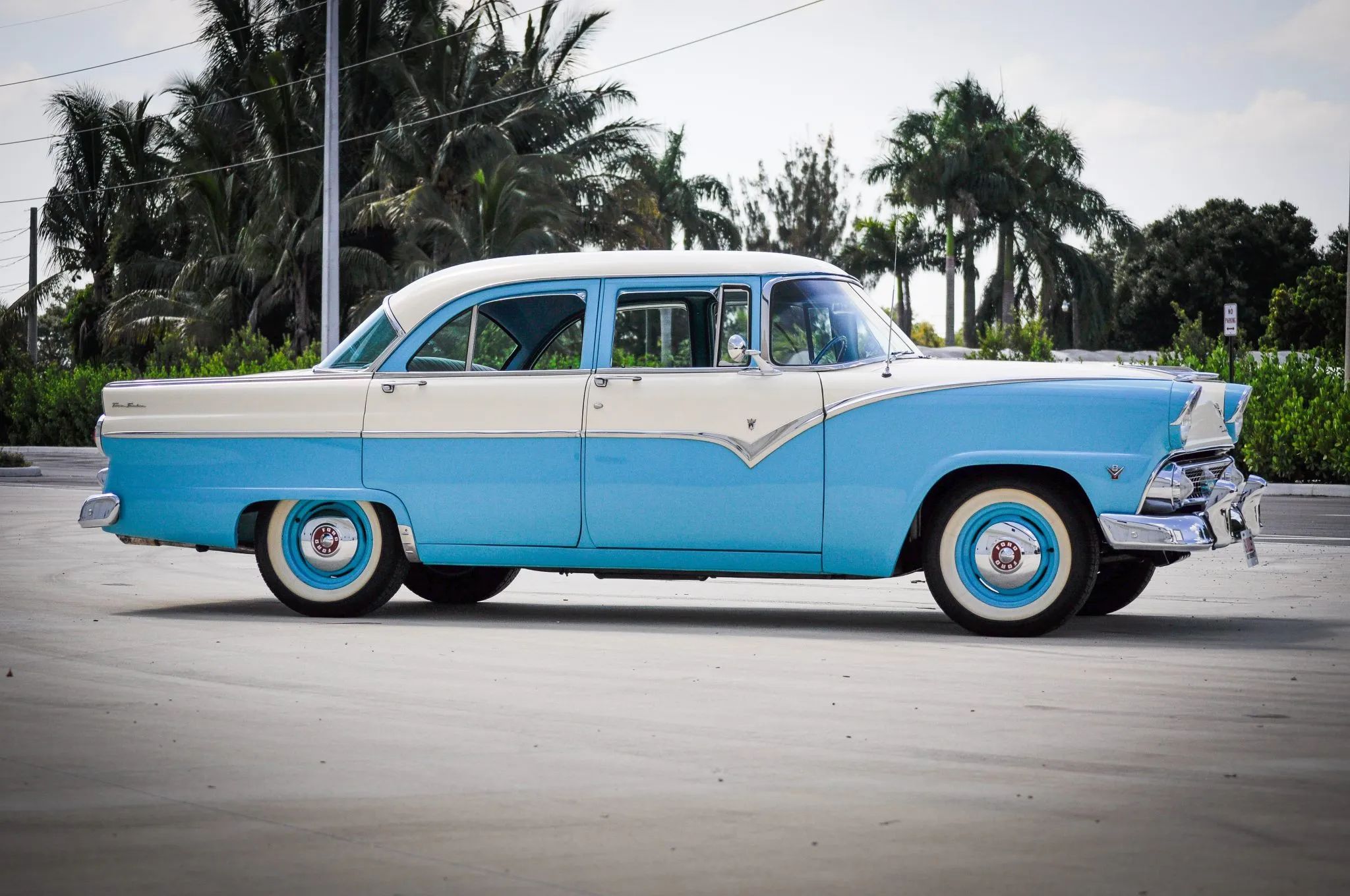 1963 Ford Fairlane 500 Sedan With 260 V8 And 3-Speed/Overdrive: Suddenly It's 1955 2 Right side view of a 1955 Ford four-door sedan