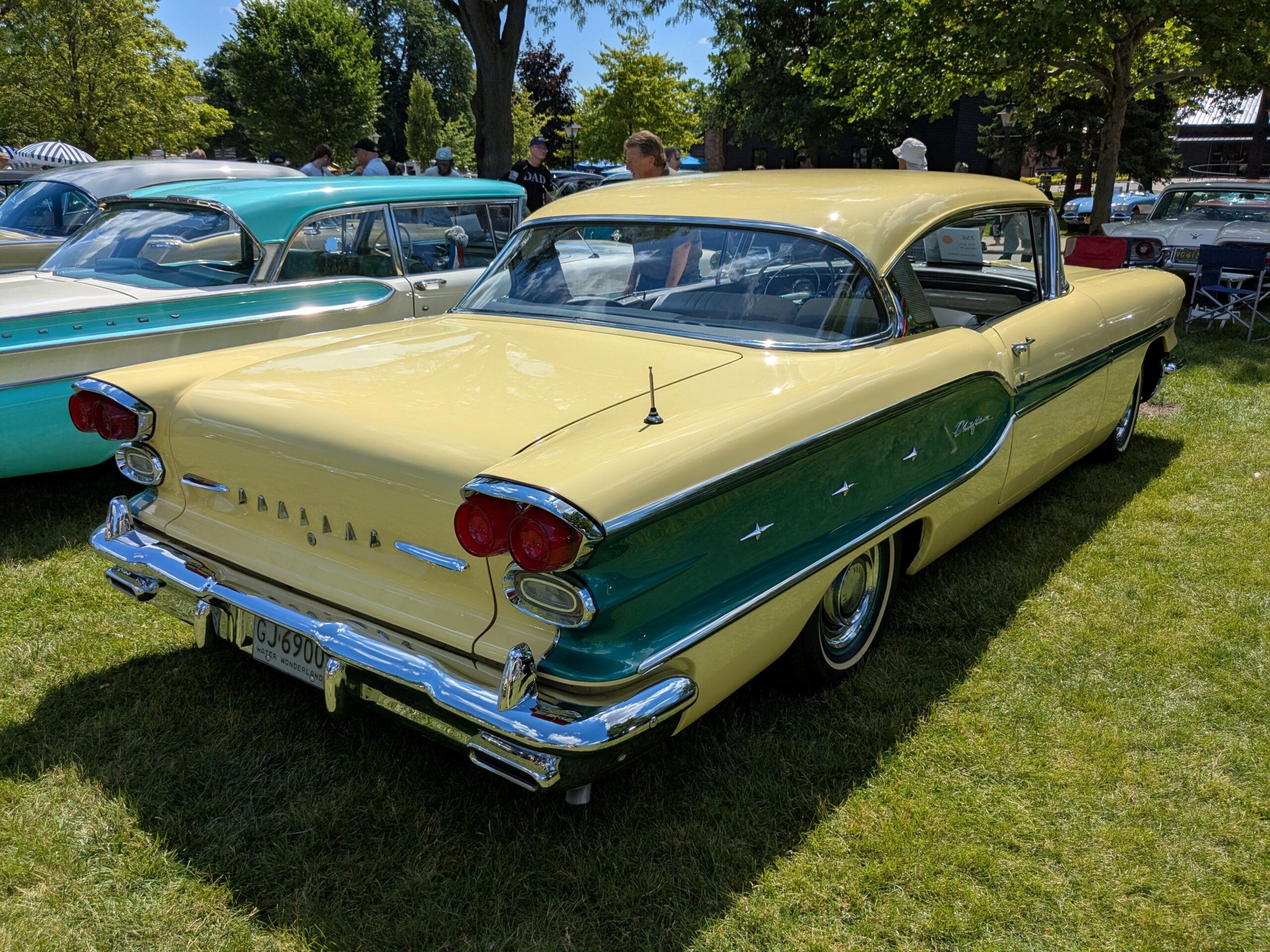 1958 Pontiac Chieftain Catalina Coupe: Was This The Best-Looking GM Car In 1958? 11 Rear passenger three-quarter view of yellow and green 1958 Pontiac Chieftain Catalina