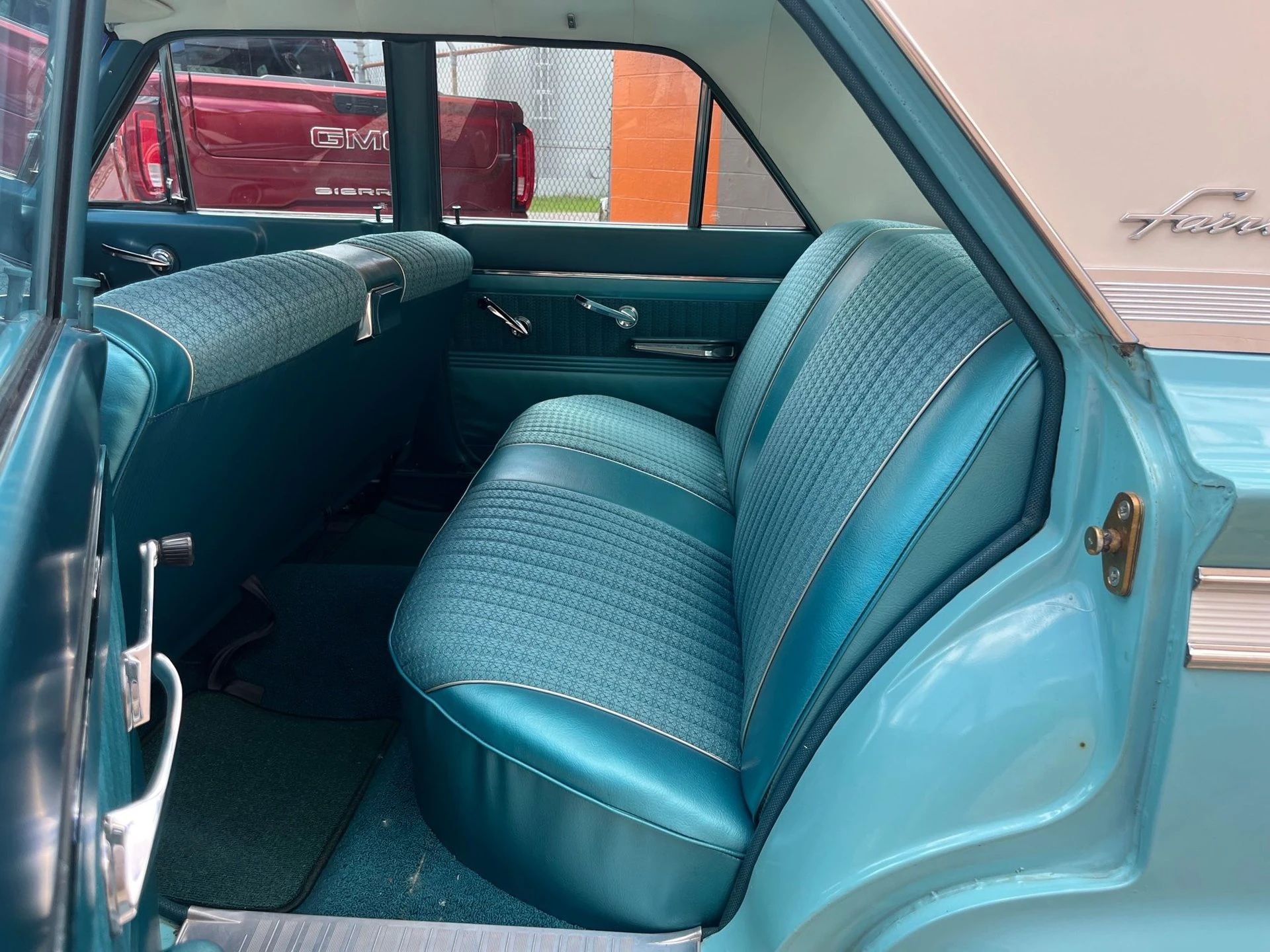 1963 Ford Fairlane 500 Sedan With 260 V8 And 3-Speed/Overdrive: Suddenly It's 1955 9 Back seat of a 1963 Ford Fairlane sedan, seen through the left rear door
