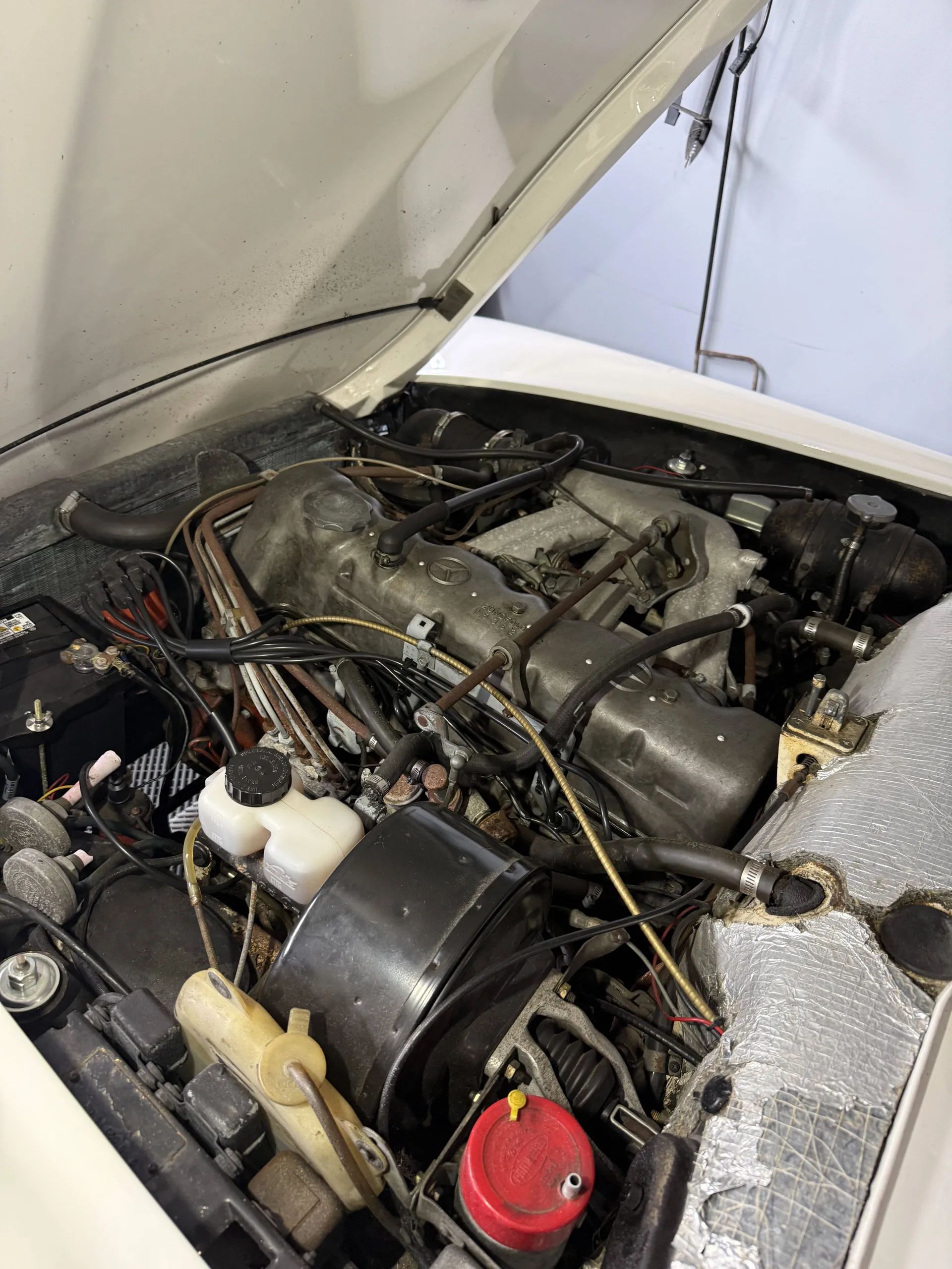 1967 Mercedes-Benz 250SL For Sale: A Well-Maintained Pagoda That Was Imported From Italy 2 Engine compartment of white 1967 Mercedes-Benz 250SL