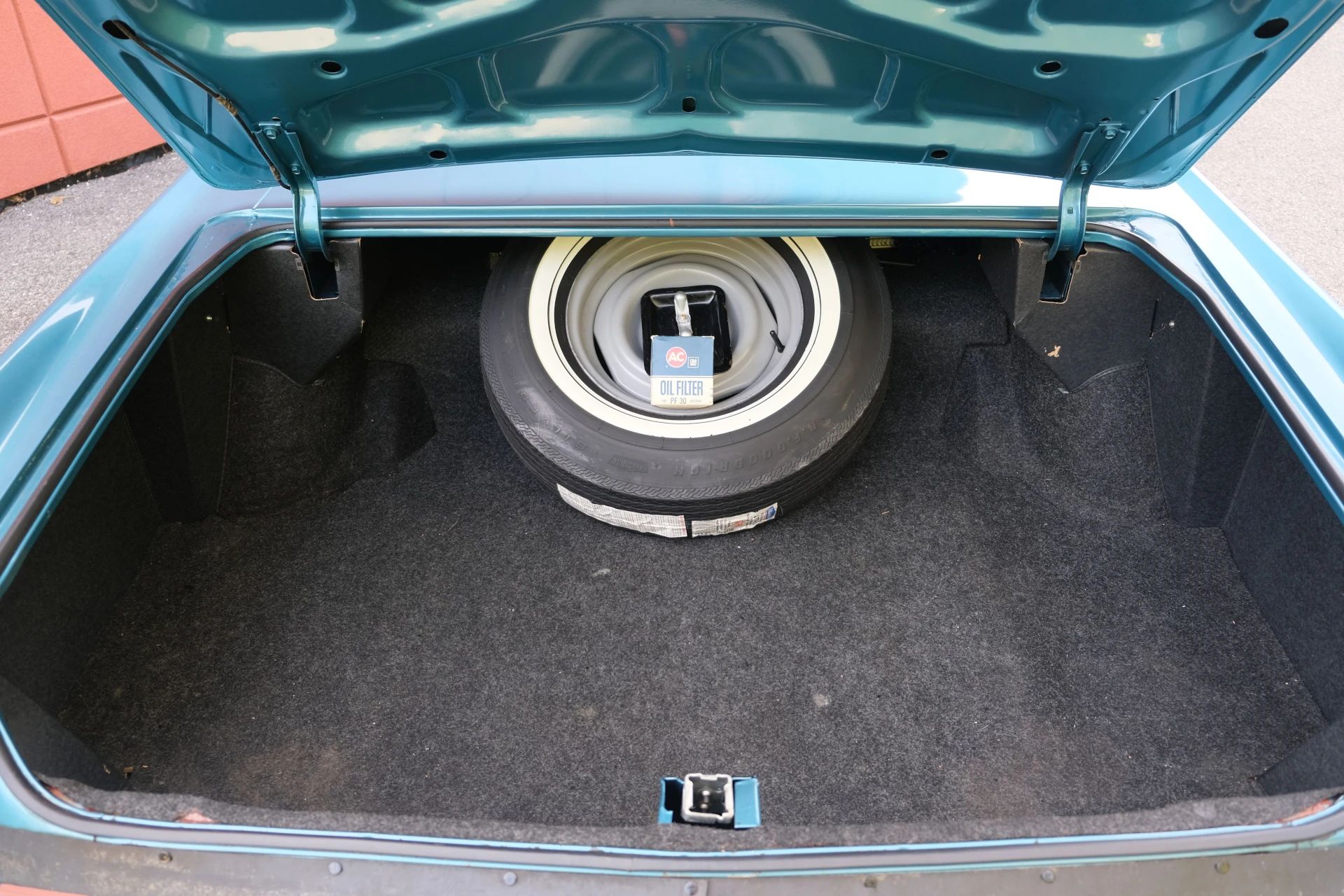 Trunk compartment of a 1968 Cadillac