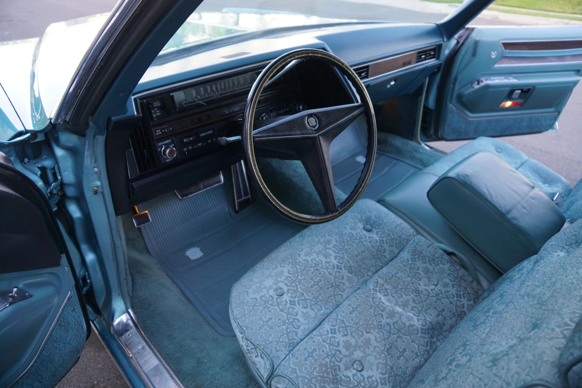 Split bench front seat of a 1969 Cadillac