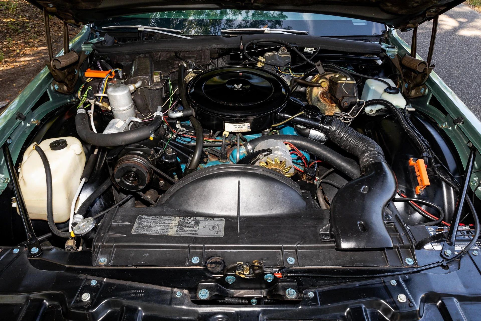 V-8 engine in a 1977 Pontiac
