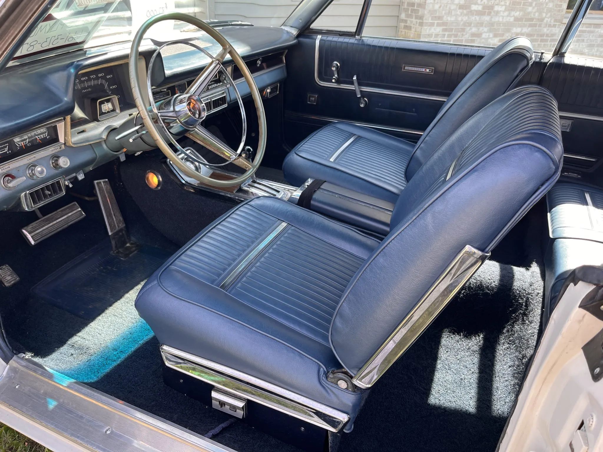 Blue interior of 1965 Plymouth Sport Fury Convertible