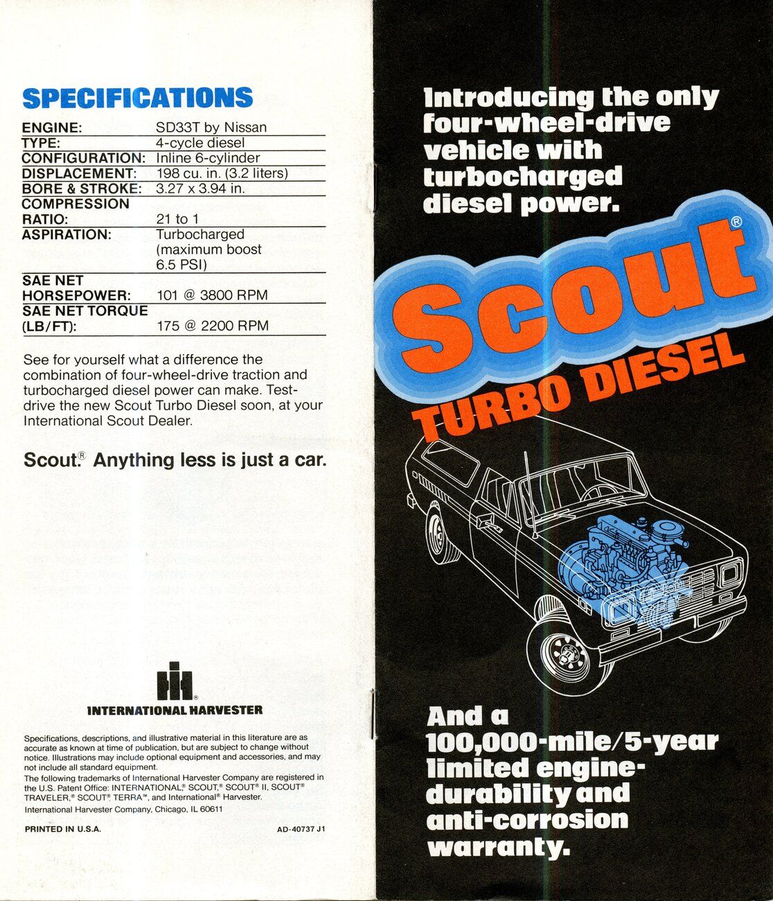1980 International Scout II Traveler Turbodiesel: A Rare Survivor, Still With Its Original Nissan-Sourced Turbodiesel 8 rsz international brochure 01