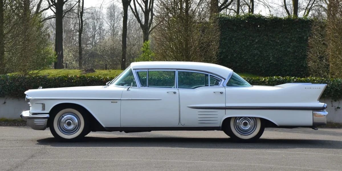 From Flattop To Formal: Cadillac's 1959–1964 Four-Window And Six-Window Four-Door Hardtops 3 Left side view of a 1958 Cadillac four-door hardtop