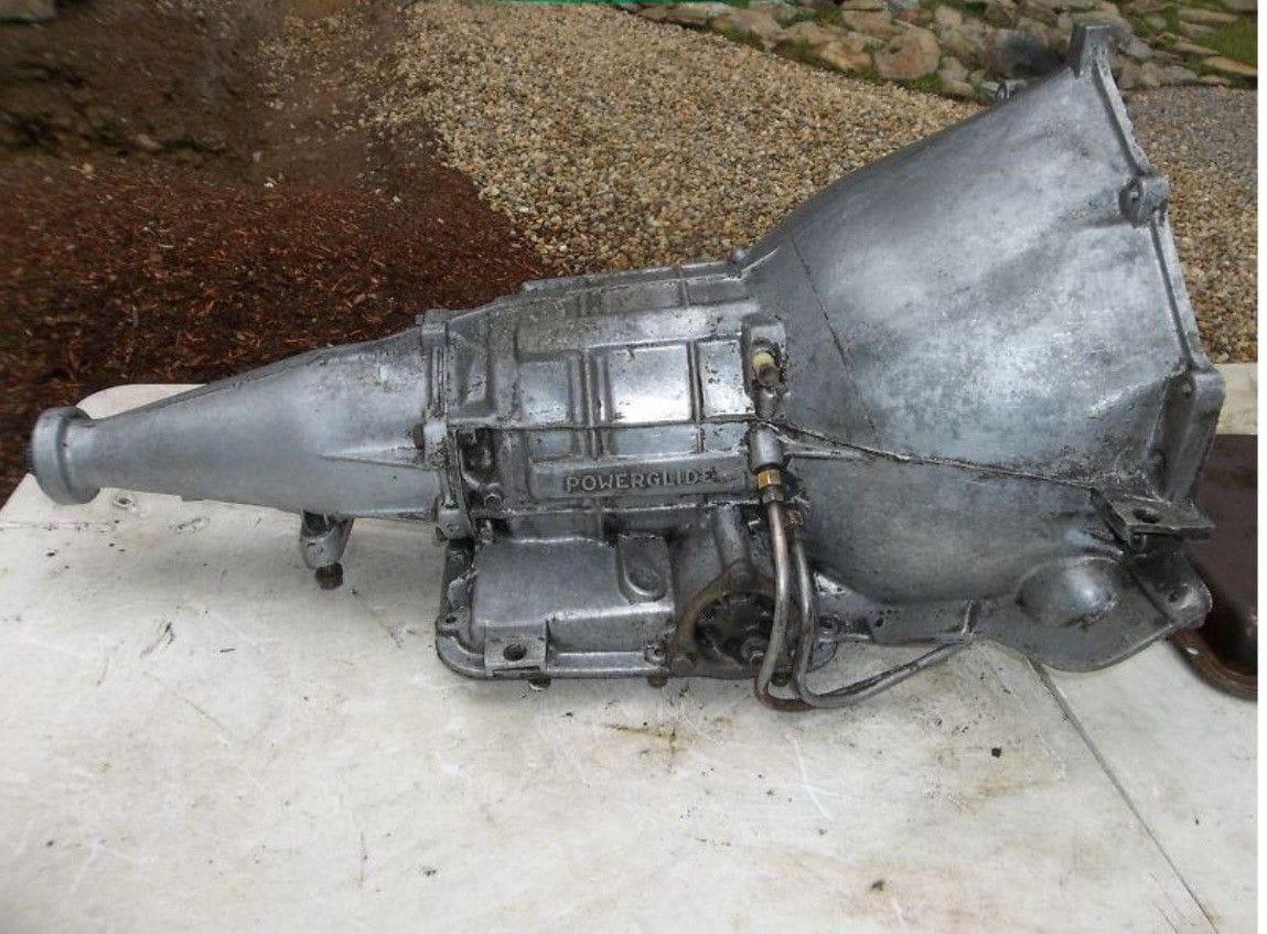 Chevrolet Powerglide transmission on a concrete floor