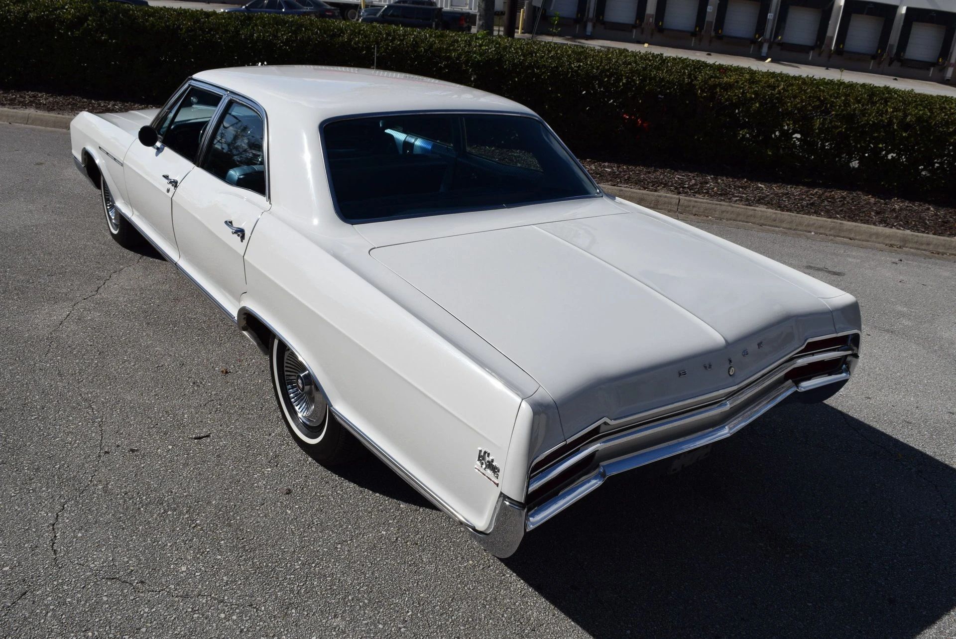 High-angle left rear 3q view of a 1966 Buick four-door sedan