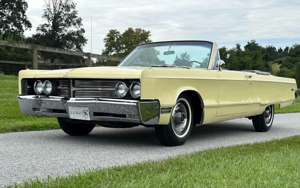 Left front 3q view of a 1967 Chrysler convertible with the top down