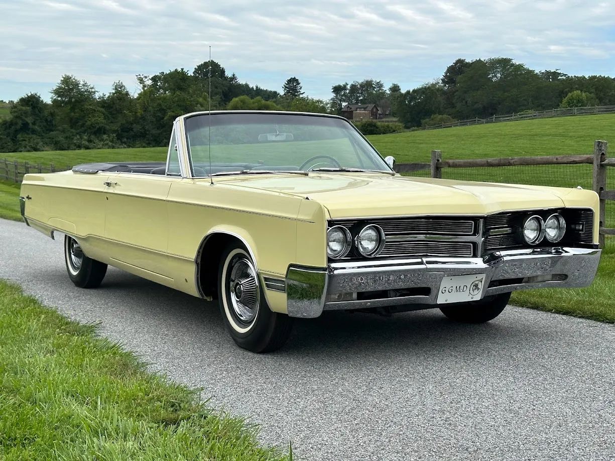 Right front 3q view of a 1967 Chrysler convertible with the top down