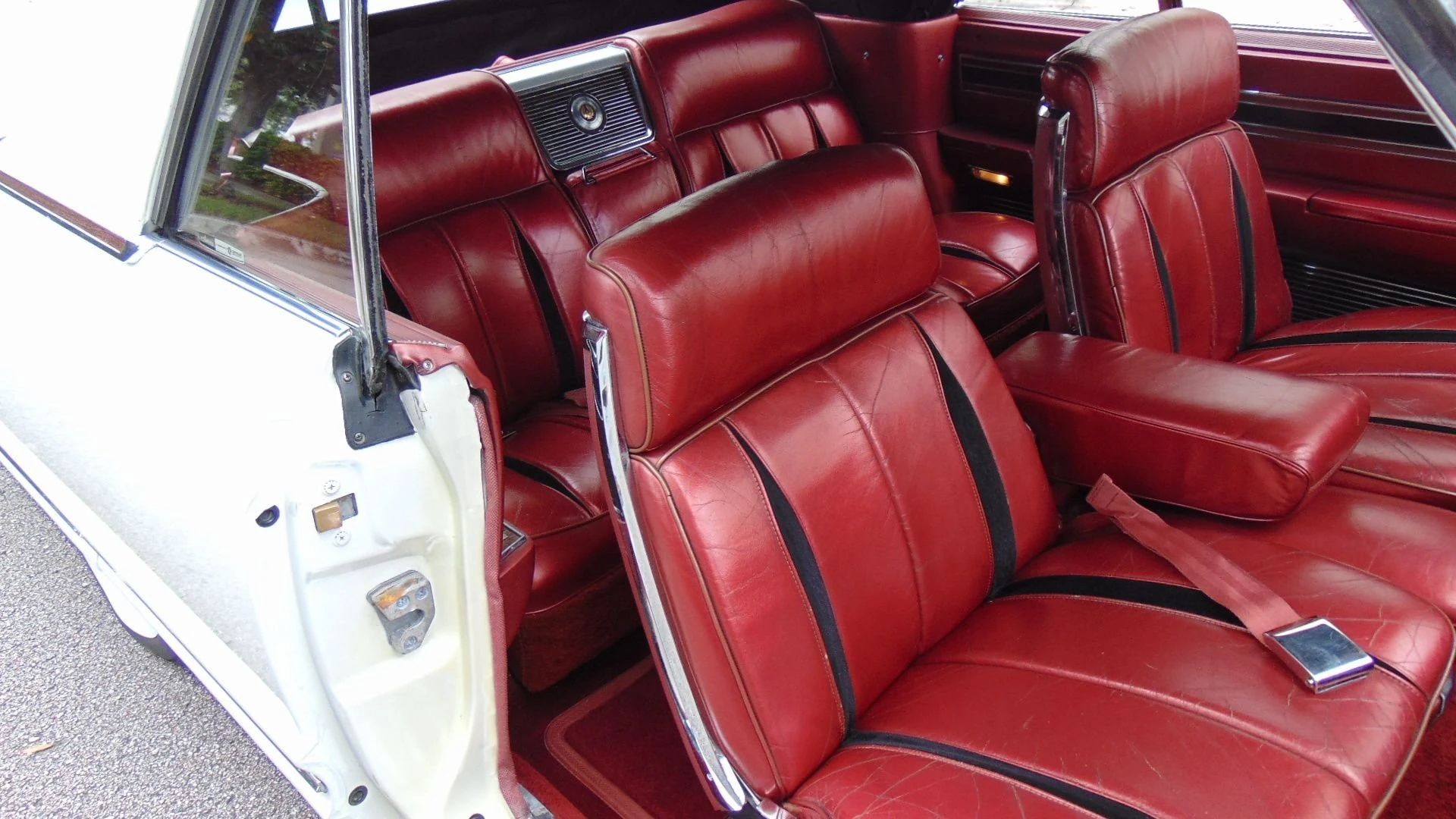 Seats of a 1967 Imperial, seen through the passenger door