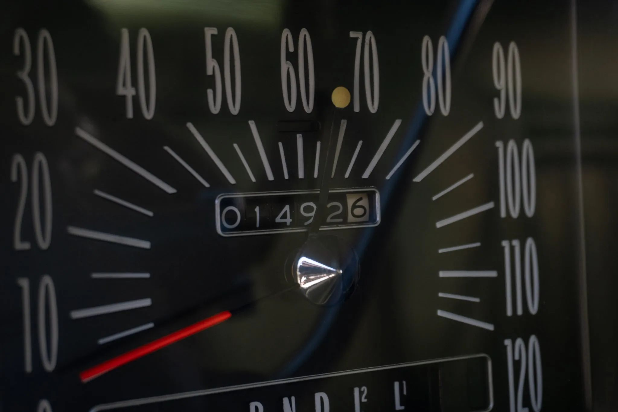 1969 Buick Electra 225 Custom: A Jolly Triple-Green Giant, But Buyer Beware 8 Closeup of the speedometer and odometer of a 1969 Buick, with a yellow bead at 65 mph