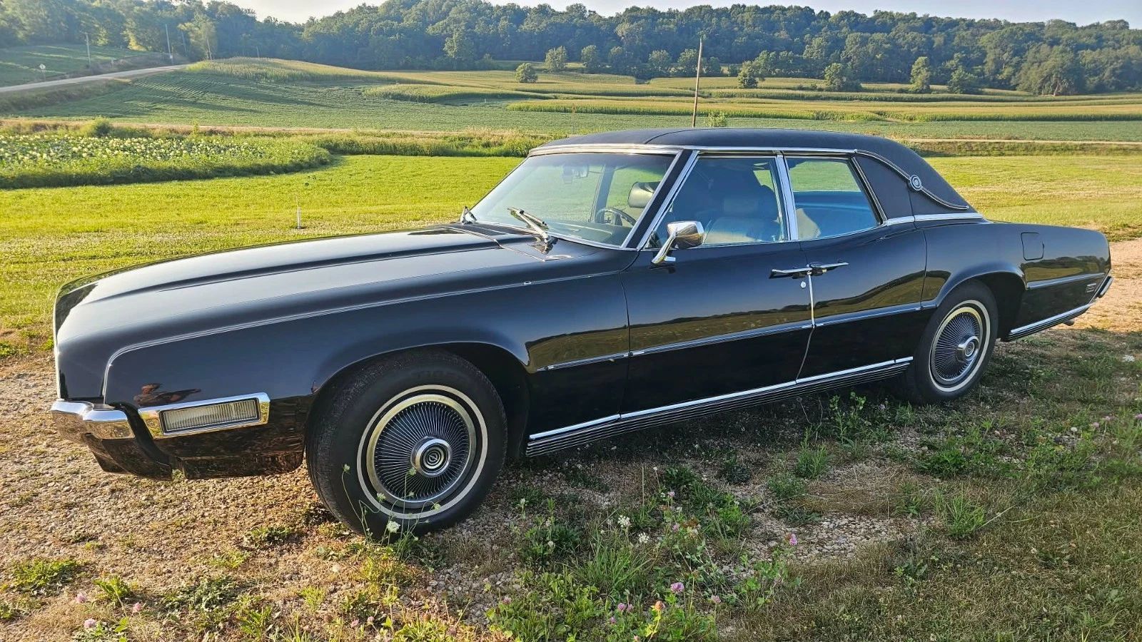 1969 Ford Thunderbird Four-Door Landau For Sale: A Two-Owner, Low-Mileage 'Bird In Raven Black...With A Green Interior 1 Driver front 3q view of black 1969 Ford Thunderbird Landau