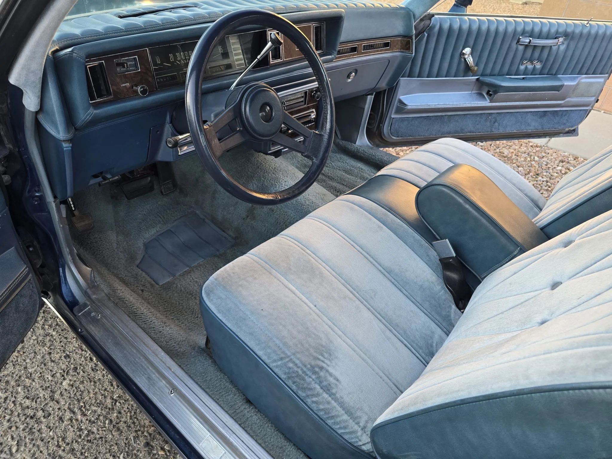 Blue interior of 1979 Oldsmobile Cutlass Supreme