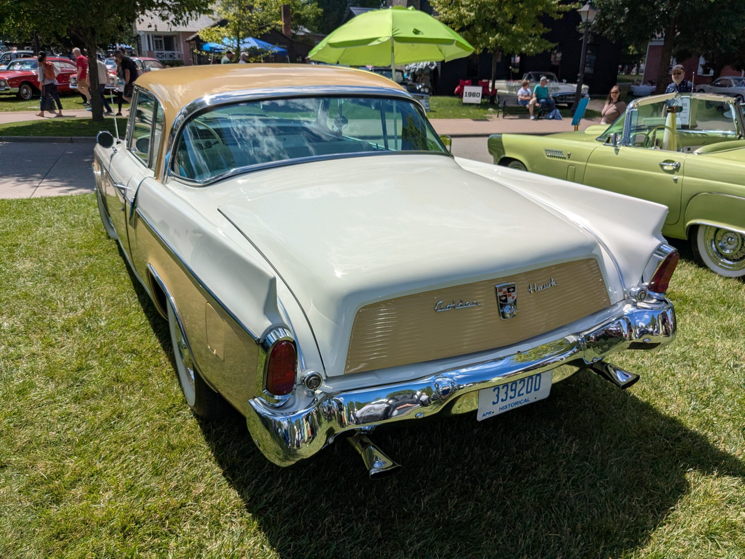 1956 Studebaker Power Hawk: It Was The Best-Selling Hawk Of 1956, But Was It The Best-Looking? 6 Driver side rear 3q view of tan and white 1956 Studebaker Golden Hawk