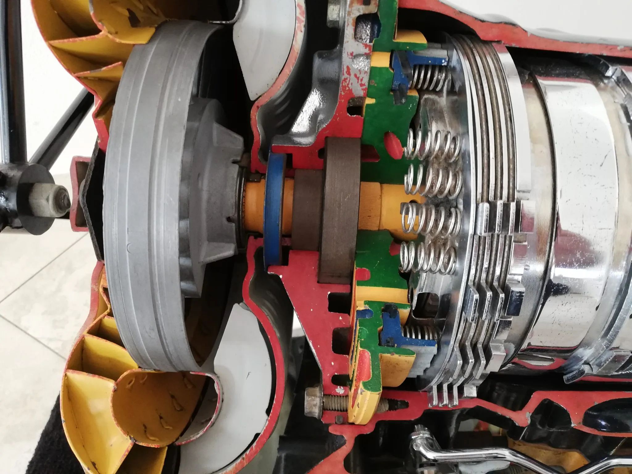 Portion of the cutaway model of an automatic transmission