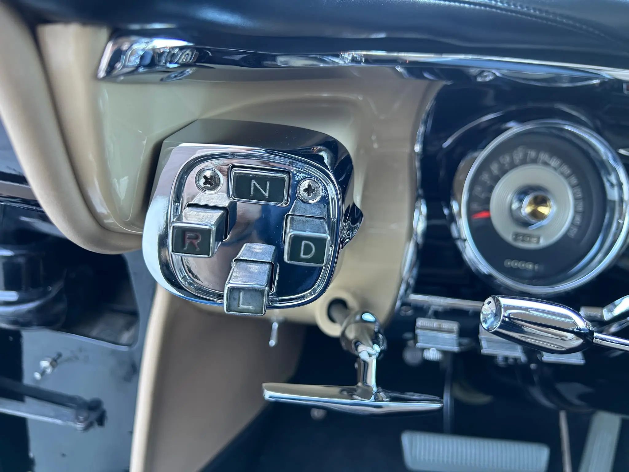 1965 Chrysler 300-L Convertible: Ultra-Rare 4-Speed Manual Transmission In The Last And Least Of The Letter Cars 2 Pushbutton shift controls on the left side of the dash of a 1956 Chrysler