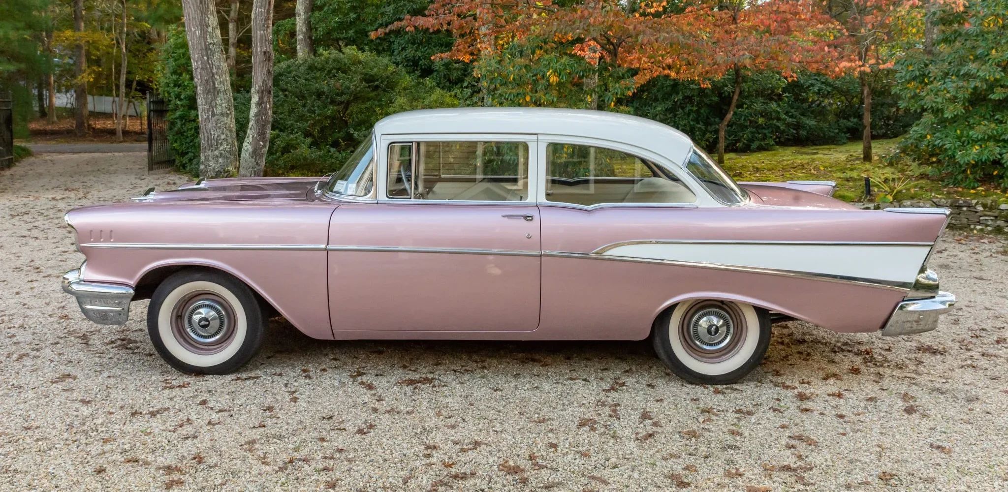 The 1957–1959 Ford-Chevrolet Sales Race: Busting Some Myths About When Ford Finally Beat Chevrolet — Twice 6 Left side view of a two-tone 1957 Chevrolet four-door sedan