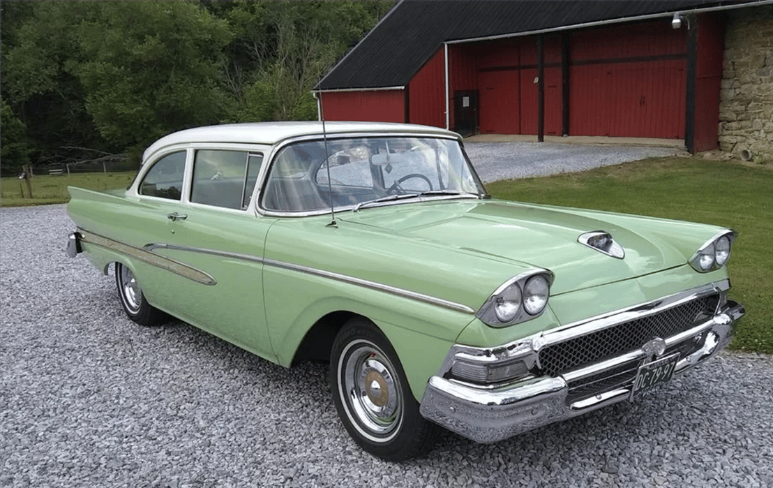 The 1957–1959 Ford-Chevrolet Sales Race: Busting Some Myths About When Ford Finally Beat Chevrolet — Twice 42 Right front 3q view of a two-tone 1958 Ford two-door sedan