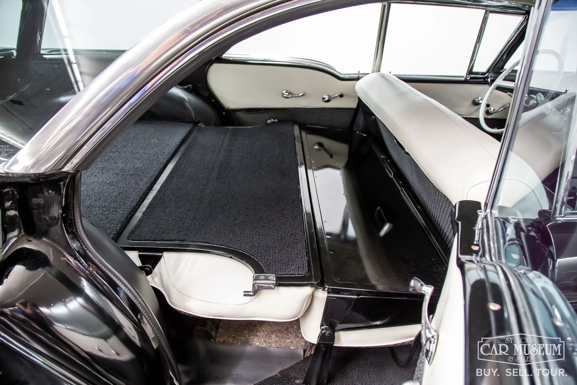 1958 Oldsmobile Dynamic 88 Fiesta Wagon: Looks Like A Fancy Cake, But Less Roomy Than A Country Squire 9 Back seat of a 1958 Oldsmobile station wagon with the rear seat folded down