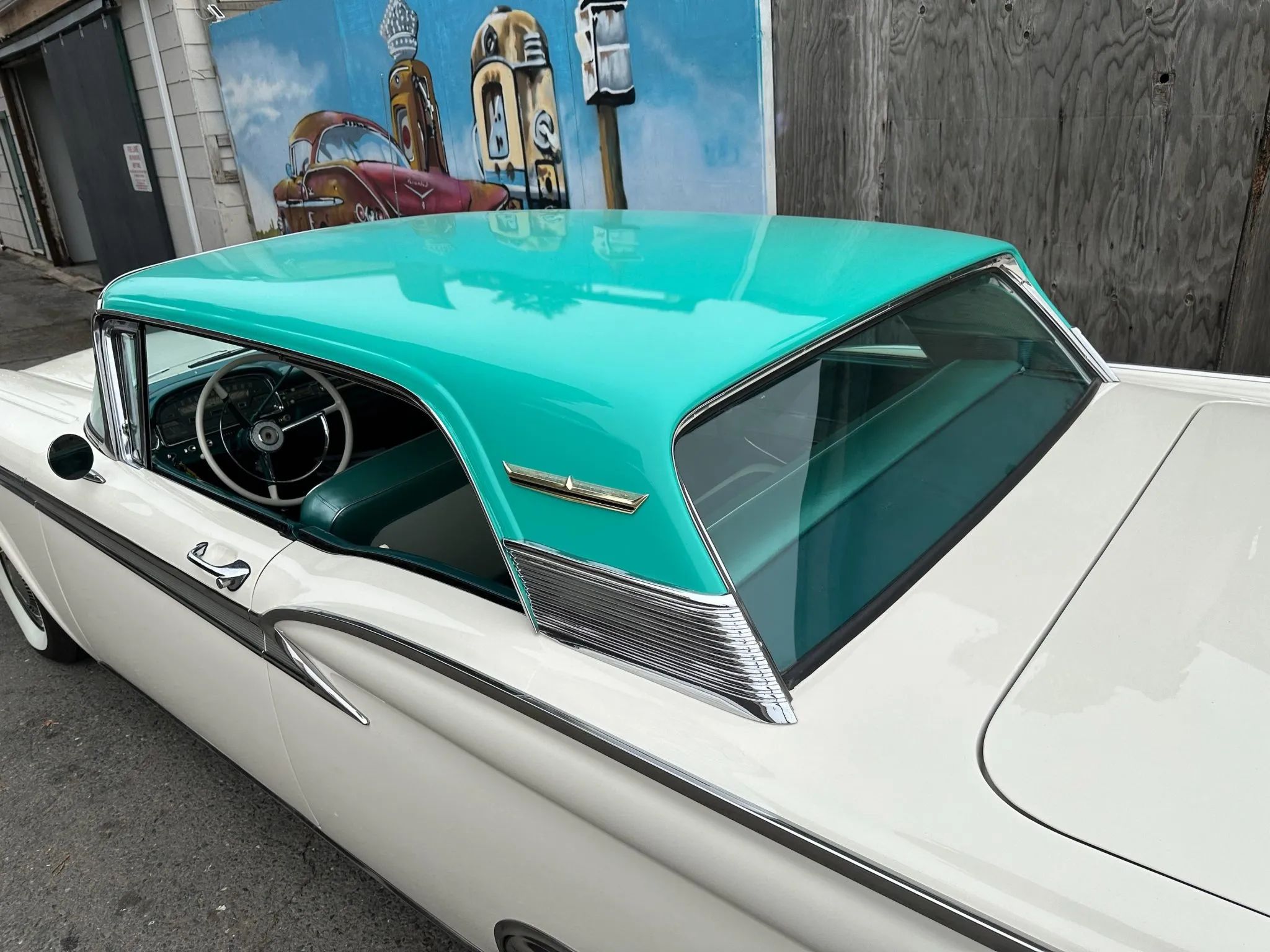 The 1957–1959 Ford-Chevrolet Sales Race: Busting Some Myths About When Ford Finally Beat Chevrolet — Twice 34 Roof of a 1959 Ford Galaxie two-door hardtop, from the left rear