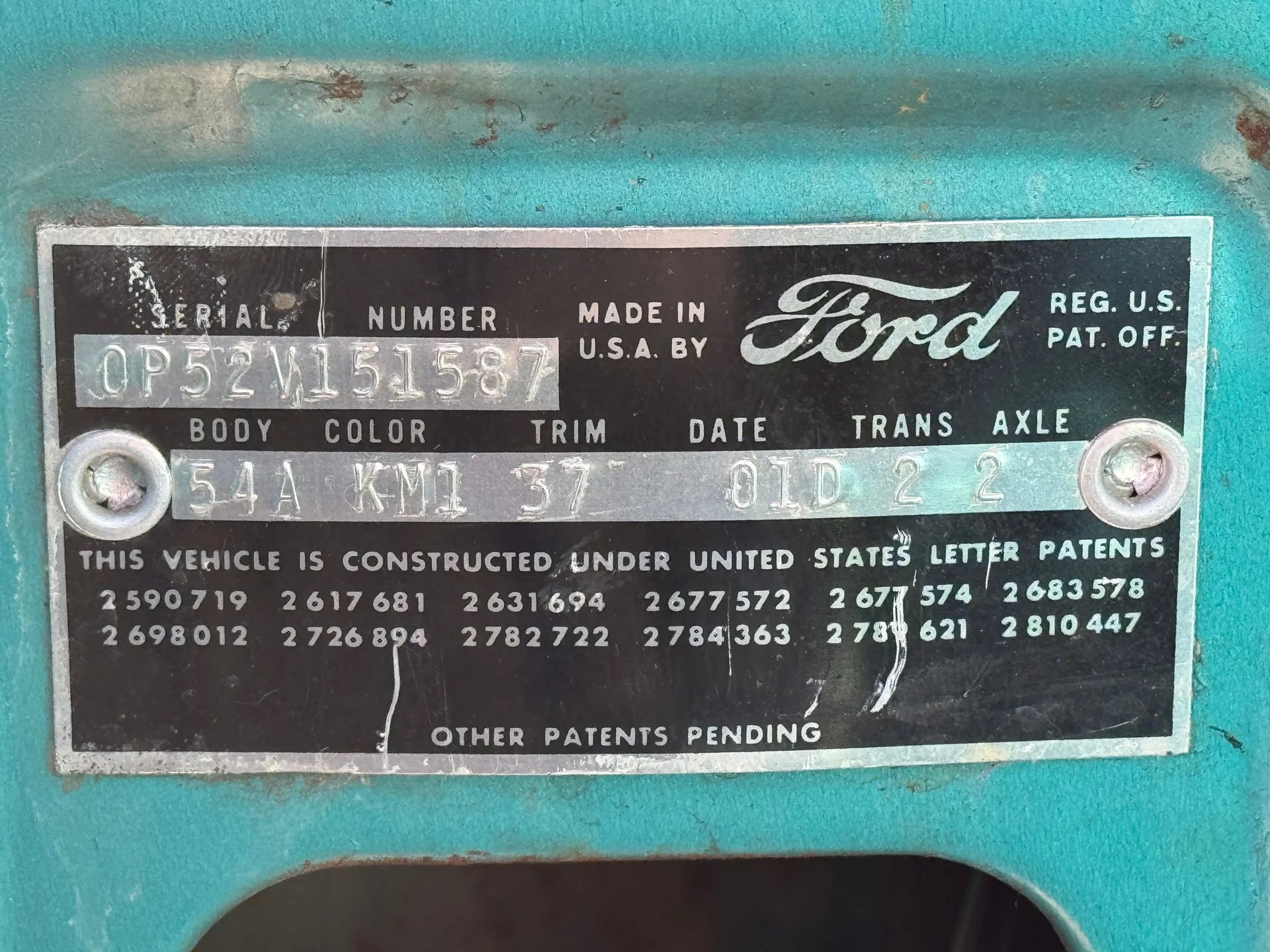 1960 Ford Galaxie Town Sedan: Rare Six And Overdrive In One Of Ford's Biggest Full-Size Flops 19 Warranty plate of a 1960 Ford