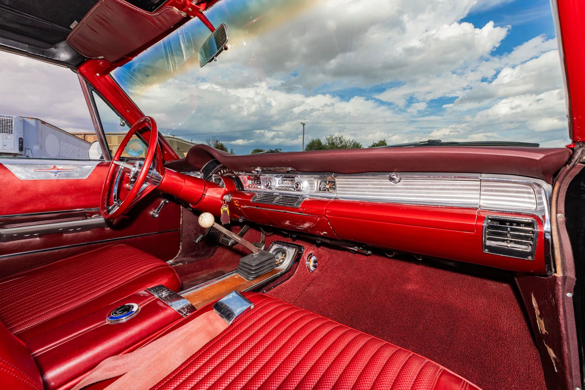 1965 Chrysler 300-L Convertible: Ultra-Rare 4-Speed Manual Transmission In The Last And Least Of The Letter Cars 8 Right side of the dashboard and console of a 1965 Chrysler with buckets and floor shift