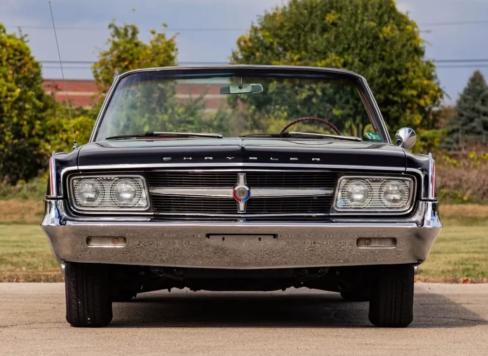 1965 Chrysler 300-L Convertible: Ultra-Rare 4-Speed Manual Transmission In The Last And Least Of The Letter Cars 14 Front view of a 1965 Chrysler convertible with the top down
