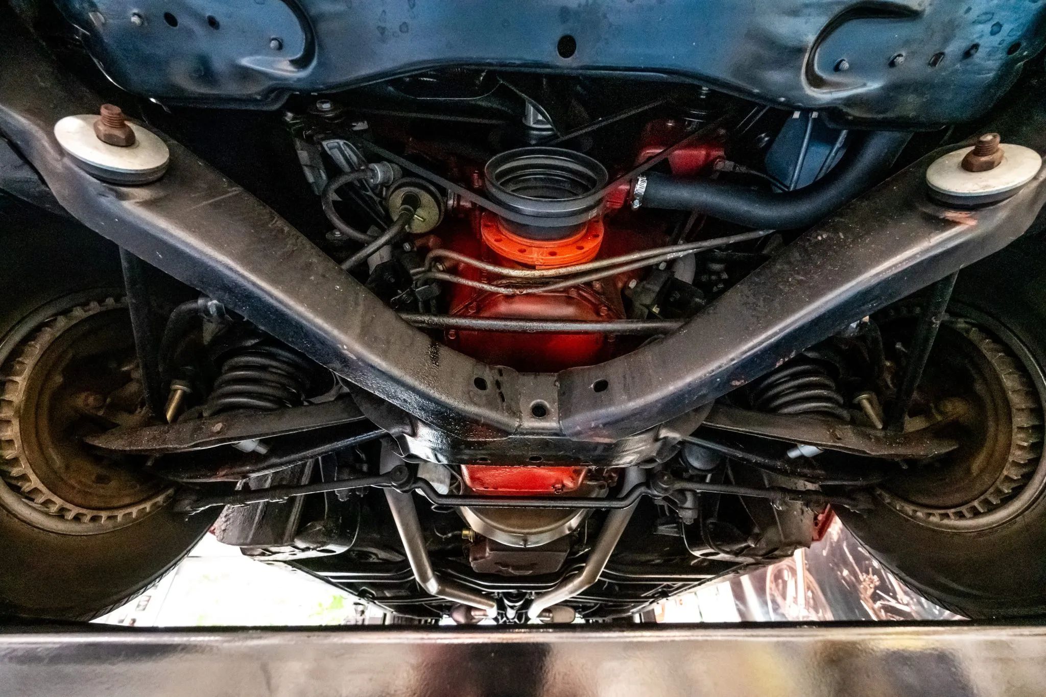 1966 Buick Wildcat Custom Gran Sport: One-Year-Only Full-Size Buick Muscle "For Young People Of All Ages" 10 Front suspension of a 1966 Buick, seen from underneath