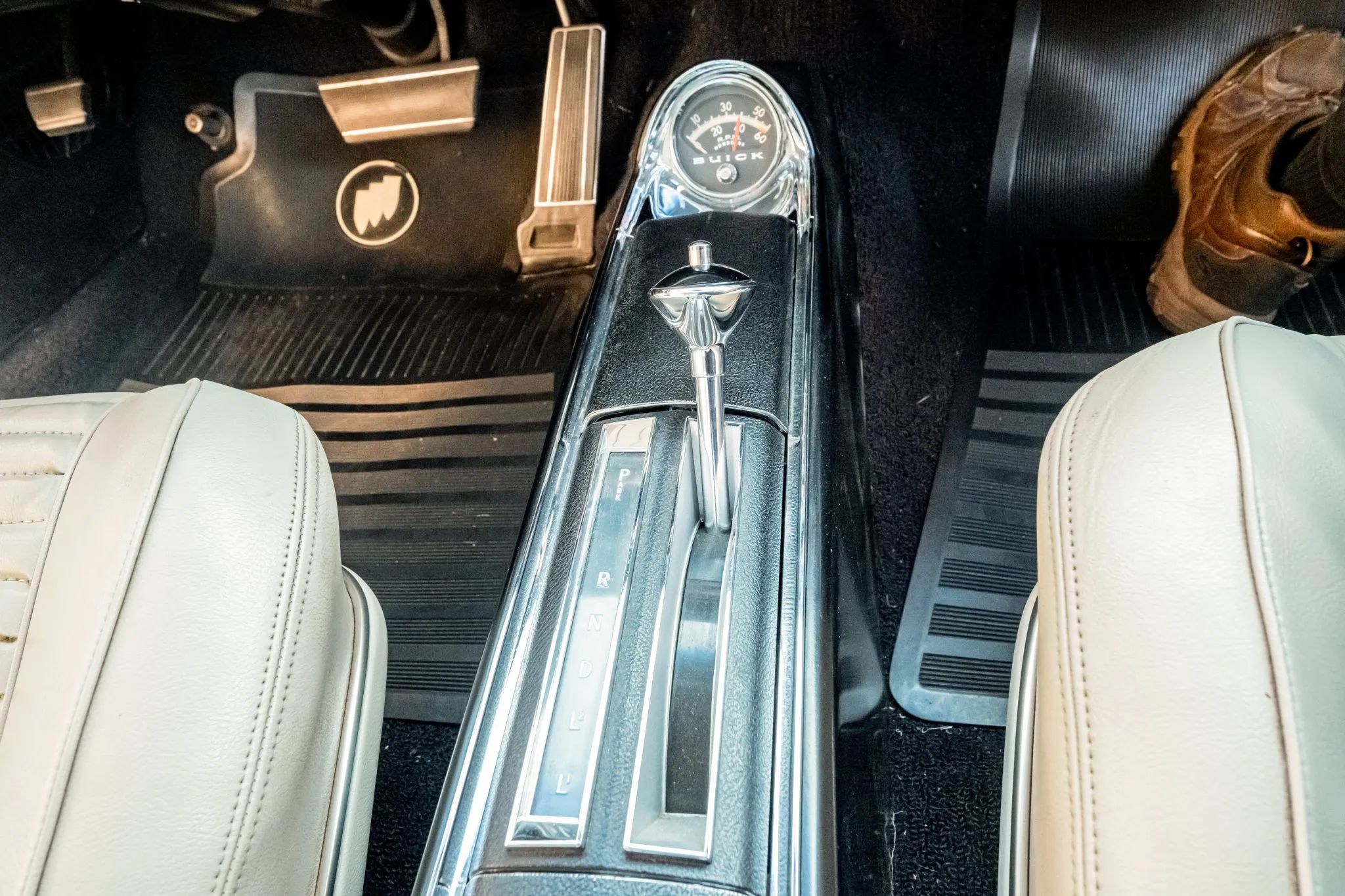 1966 Buick Wildcat Custom Gran Sport: One-Year-Only Full-Size Buick Muscle "For Young People Of All Ages" 13 Center console, shifter, and tachometer in a 1966 Buick